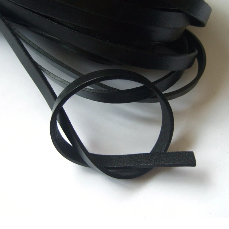 5 Meters 5x2mm High Quality Black 5mm Flat Leather Cord String Lace Thong for Bracelet Jewelry Making Findings