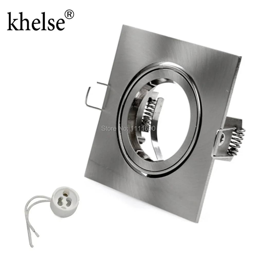 square Recessed metal chrome adjustable ceiling lamps  holder GU10 socket or MR16 base LED spot and halogen built-in spot lights