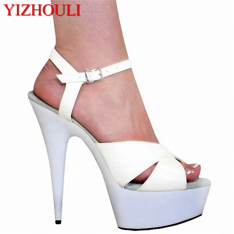 

15cm High-Heeled Shoes fashion Sexy clubbing Performance Sandals 6 Inch Heels Crystal Womans Platform Model Shoes