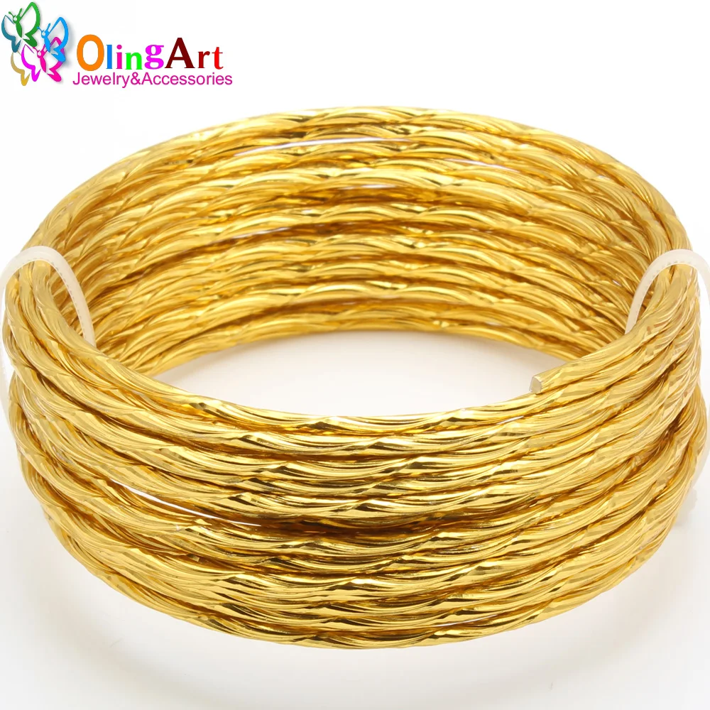 OLINGART 5M/lot 2.0mm Pattern Aluminum wire gold / silver soft craft versatile New metal wire DIY Handmade jewelry making