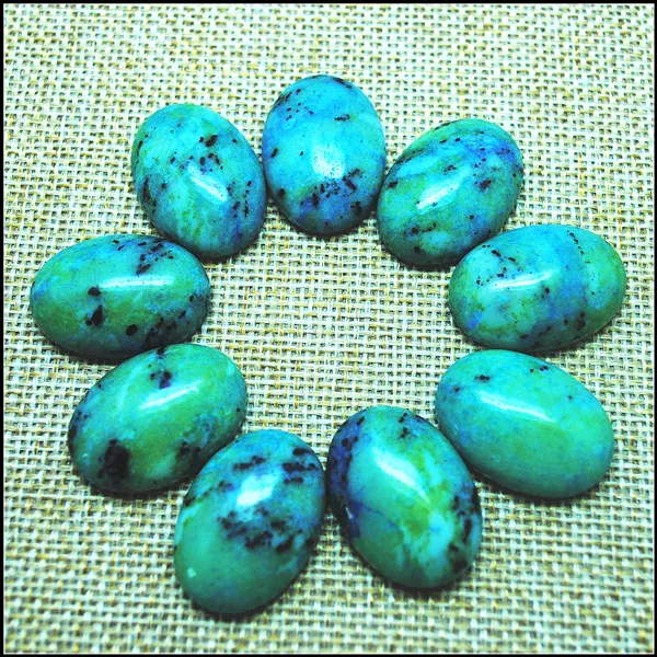 10Pcs Natuur Chrysocolla Gem Stone Kralen Cabochons Geen Gat Ovale Vorm Size 18X25Mm Spacer Kralen Voor hangers Maken