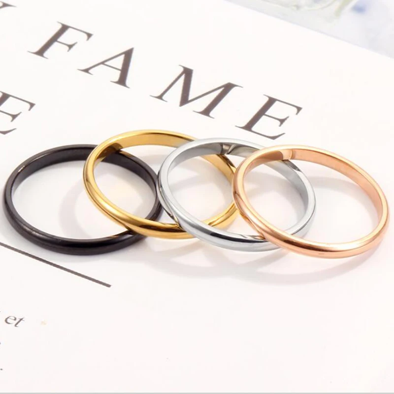 Small Stainless Steel Rings for Women Black Rose Gold Silver Color Tail Ring Fashion Jewelry Wholesale