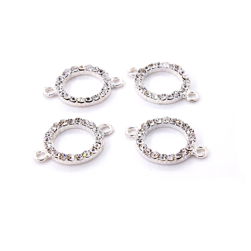 10pcs/lot Gold Silver Metal Round Rhinestone Connector for Bracelet Jewelry Making Accessories Craft DIY Handmade Findings