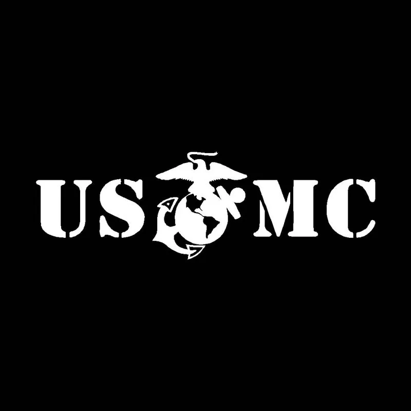 YJZT 15.6CM*4.9CM USMC Vinyl Decal Military Emblem Car Sticker Black/Silver C3-0079