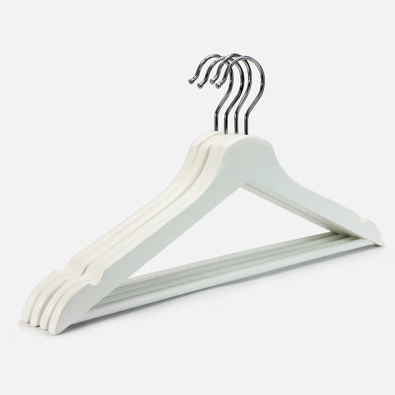 43cm 10 pcs/lot Solid Wood Clothes Hangers Black White Garment Shop Adult Coat Hanger