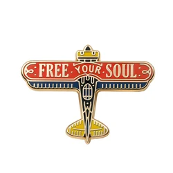 free your soul plane pin unique designed aircarft badge
