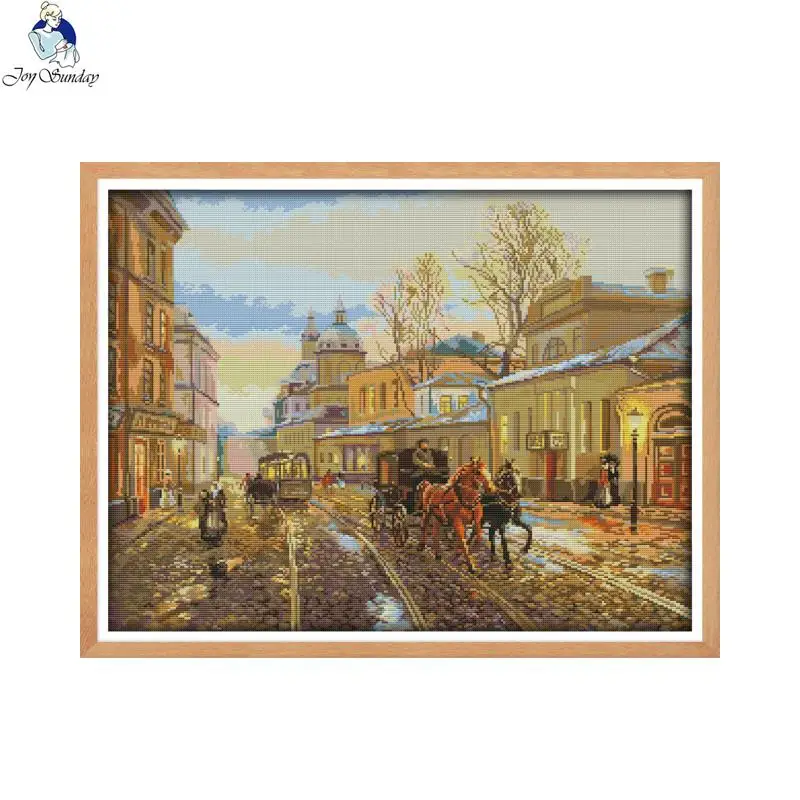 

Joy Sunday Street Views 7 Cross-Stitch DIY Handwork 11CT Counted Cloth 14CT Printed Cloth NKF Cross Stitch Kits