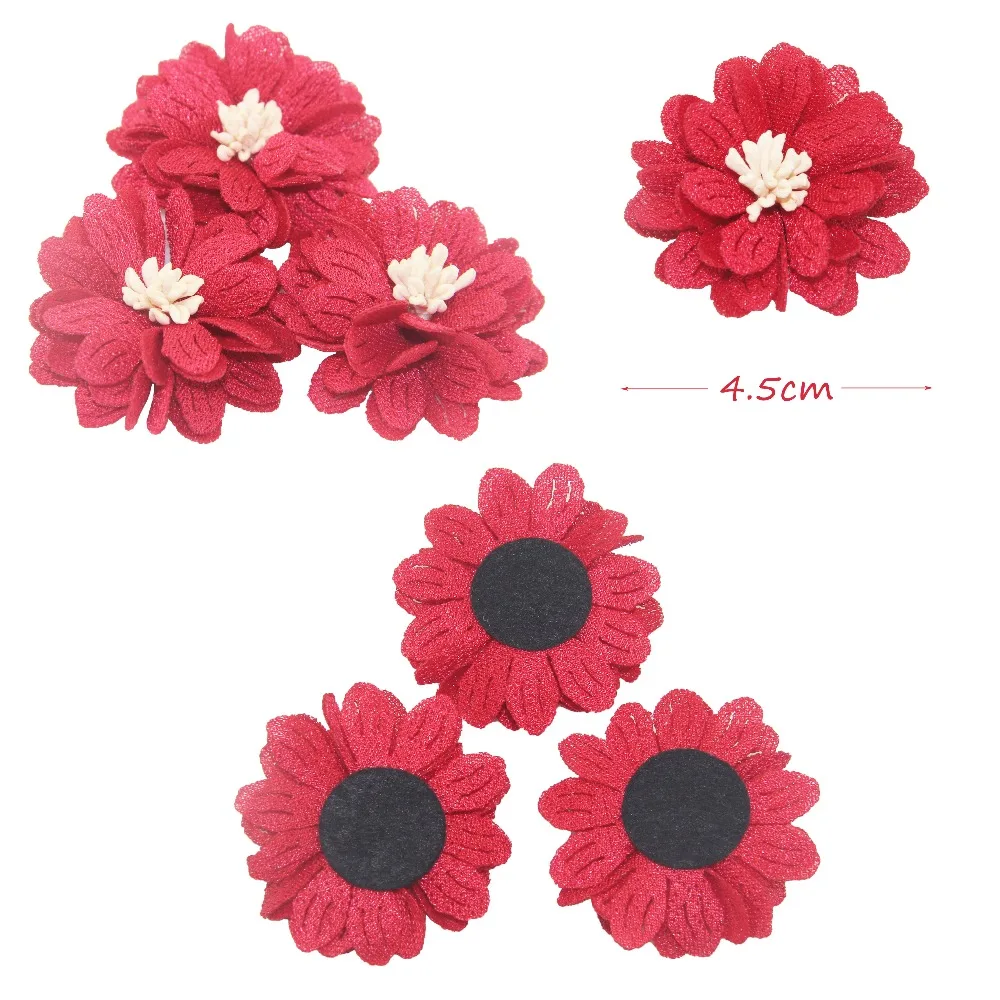 4.5cm 12pcs/bag artificial flower craft fabric flower women headband DIY supplies bride bouquet decorations