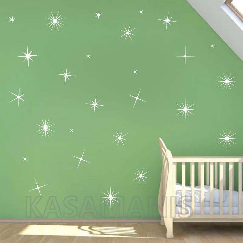 Sparkle Gold Star Wall Decals Vinyl Art Stickers Nursery Mural , Star Art Decals Decor Cute DIY Sticker Modern Home Decoration