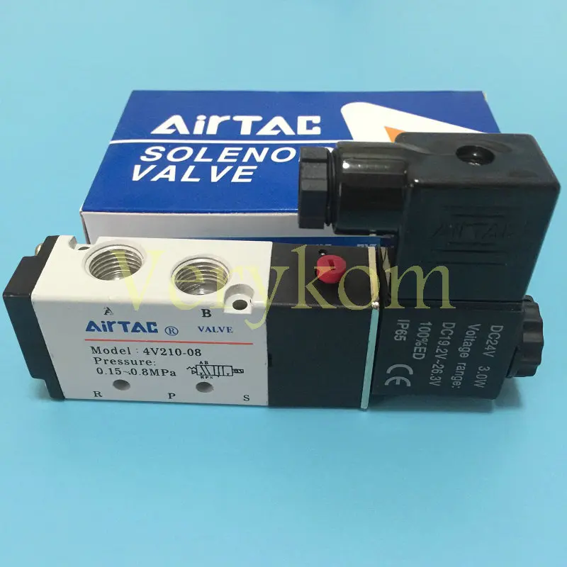 5 Way 2 Position Electric Solenoid Valve 4V210-08 DC 24V 12V AC 110V 220V 1/4