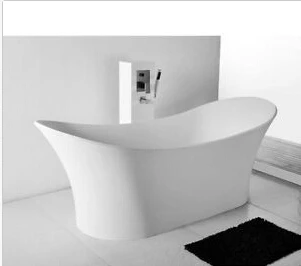 1750X750X680mm Solid Surface Stone Acrylic Bathtub Freestanding Floor Mounted Integrated Corian Tub WD002A