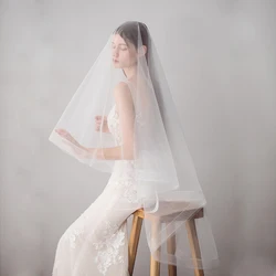 SLBRIDAL One Layer Wedding Veils With Combs Ivory Bridal Veils Wedding Accessories For Bride Mariage Women