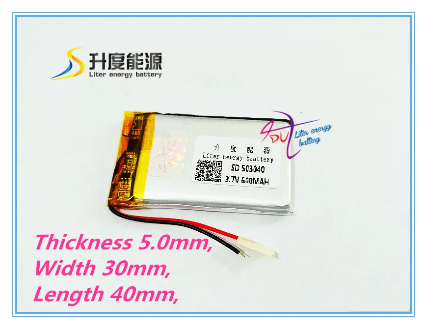 Liter energy battery 3.7V lithium battery 503040 600mah toy MP4 MP3 universal rechargeable batteries tablet battery