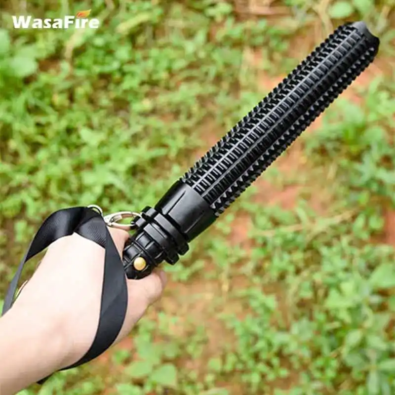 Telescopic Baton LED Flashlight Adjustable Focus 800LM Self Defense Stick Rechargeable Torch Zoom Q5 Flash Light + 18650 Battery