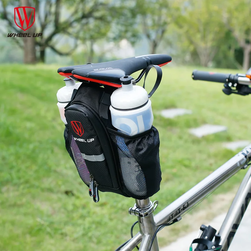 WHEEL UP 2 Pockets Bike Bag Bicycle Seat post Bag mountain MTB Road Bike Seat Rear Tail Pouch Bottle Bags New 900D 2017 hot sale