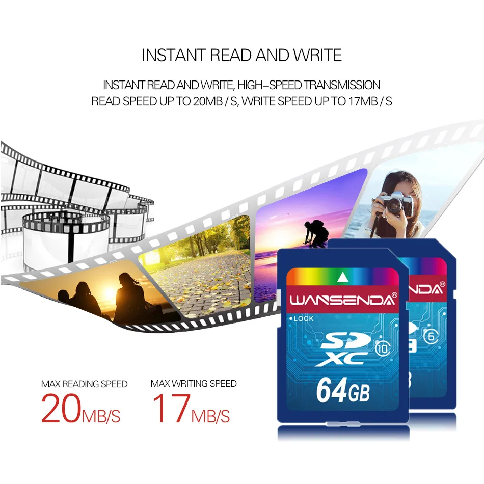 Heißer verkauf Wansenda Volle größe sd-karte 64GB 32GB 16GB SDHC Karte SD Card flash-Speicher Karte 8GB 4GB universal für digital kamera