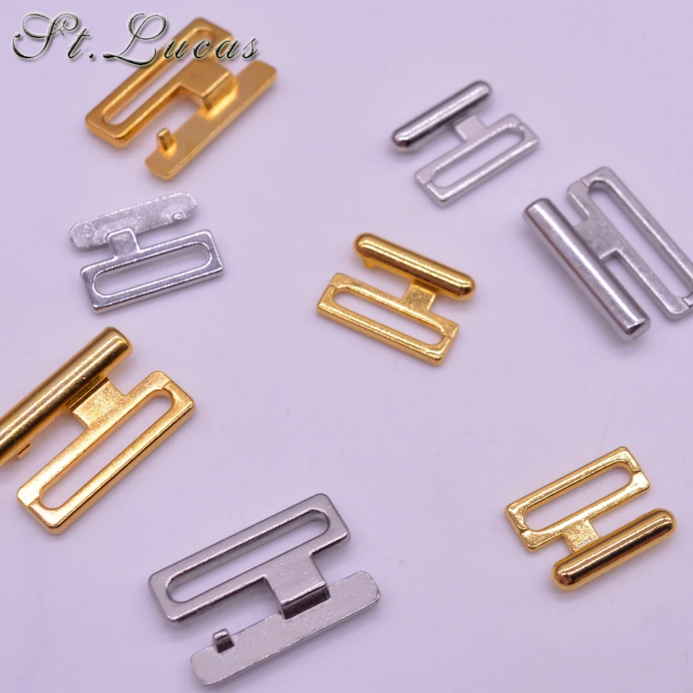 10pcs/lot 14mm/20mm Craft silver gold metal Rectangle Tape Closure Hook & Clasp Waist Extenders Sewing On Clothes Bra Clip Hooks