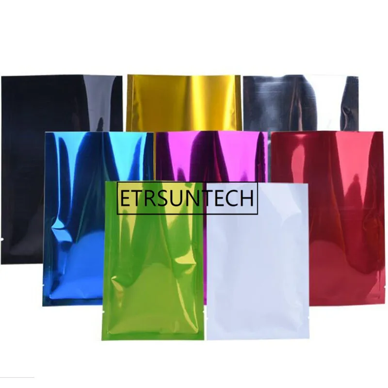 2000pcs 12x18cm Heat Seal Colorful Aluminum Foil Package Bags Smooth Surface Flat Open Top Mylar Foil Tea Bag Packaging