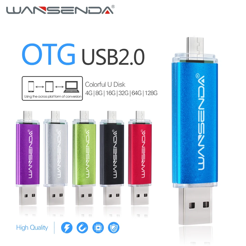 

Wansenda USB Flash Drive OTG USB2.0 Pen Drive 4G 8G 16G 32G 64G 128G 256G Dual Metal Micro USB Pendrive for Smartphone/Tablet/PC