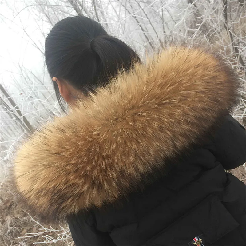 2024 new Woman real raccoon hair scarf woman 100% pure natural raccoon fur collar shawl warm winter fur collar scarf large