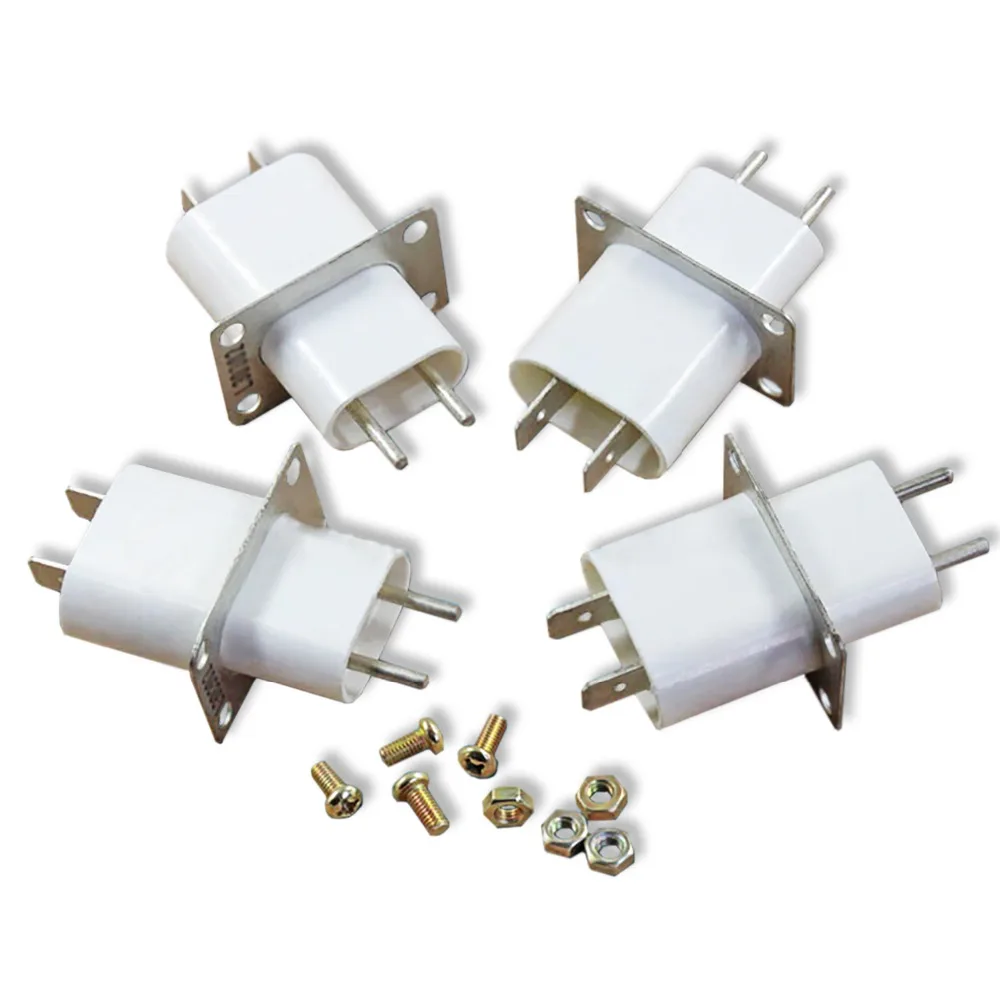 4pcs/set New Microwave Magnetron Plug Accessories Launch Tube Socket Comes with Feedthrough Capacitor with Matching Screws