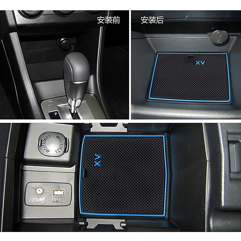 For Subaru XV 2012 2013 2014 Car Interior Styling Luminated Anti-slip Cup Sticker Gate Slot Pad Door Groove Mat 14 pcs