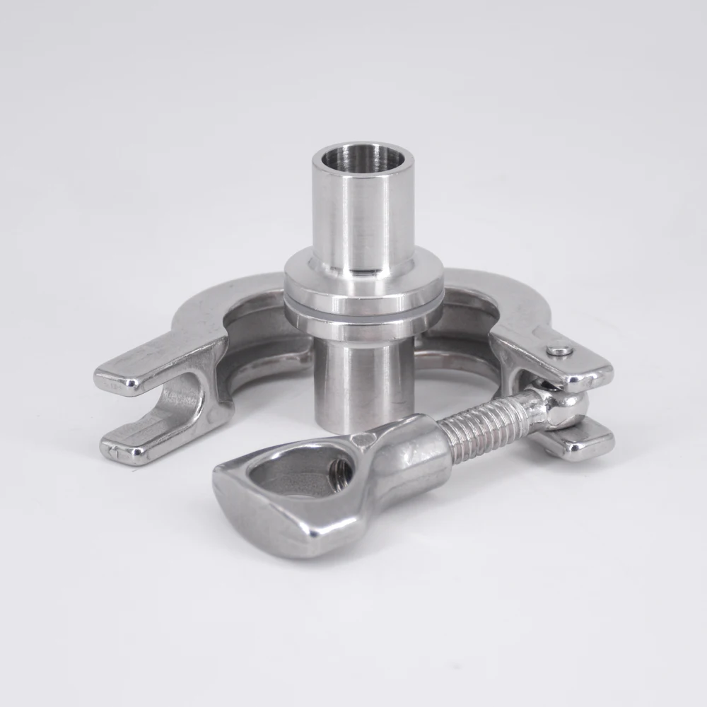 

0.5" Tri Clamp x 16mm Pipe OD Stainless Sanitary 2 PCS SS304 Weld Ferrules + 1 PC SS304 Clamp + 1 PC Silicon Gasket