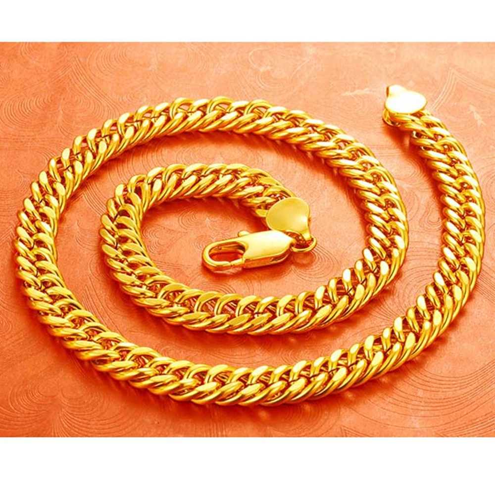 Mens Necklace Solid Chain Tight  Yellow Gold Filled Chunky Chain Link  60cm Long