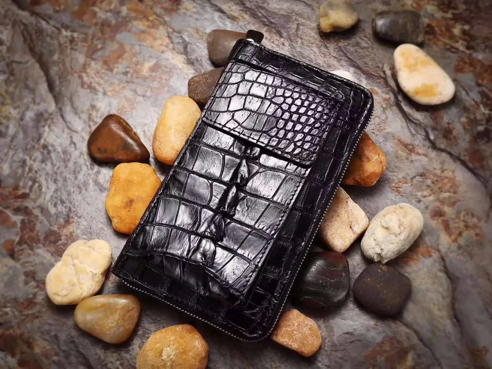 

100% genuine alligator skin leather men wallet crocodile skin wallets purse with phone case holder money clip big size