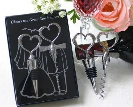 

10PC Stainless Steel Heart Wine Stoppers Champagne Wine Bottle Stopper New Year Valentines Wedding Favors Gifts Cork Corkscrew