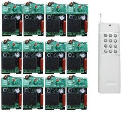 12 Channel Relay RF Switch remote control switch 12 transmitter 1 receiver, 220v remote light switch