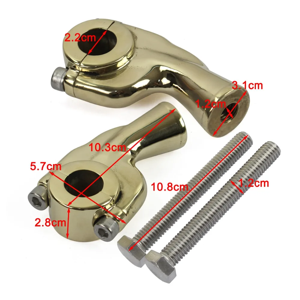 22mm Handlebar Risers Universal Solid Brass Motorcycle Handlebar Risers For Honda Yamaha Suzuki Custom 7/8