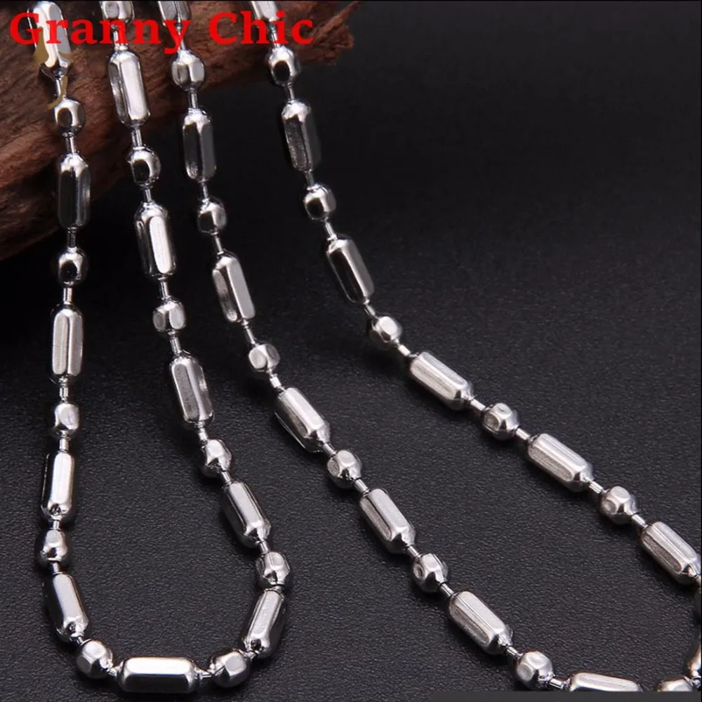 

Granny Chic High Quality 1.5/2/2.4/3/3.2mm Stainless Steel 1:1 Silver Color Hexagon Ball Link Chain Rolo Necklace 18"-40"