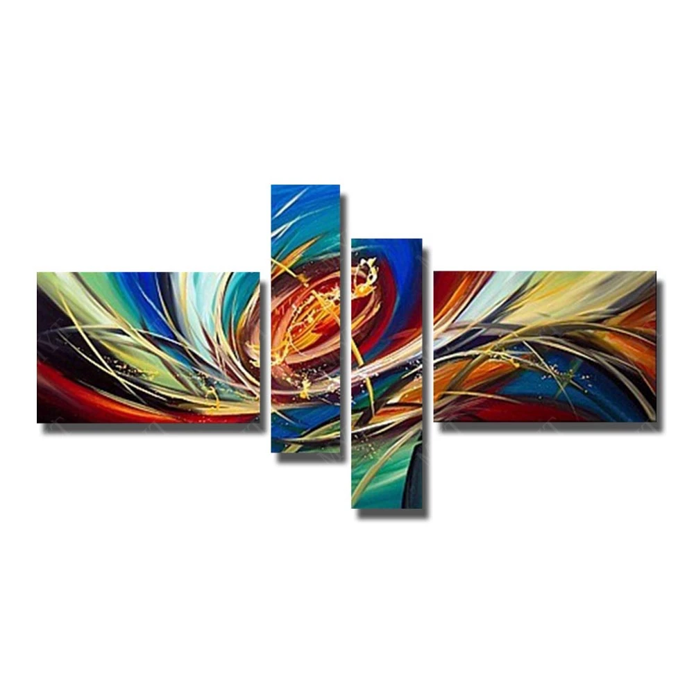 4 Peices Modern Canvas Art  for Living Room Decor No Framed and With Framed  High Quality Abstract Oil Painting Knife Art