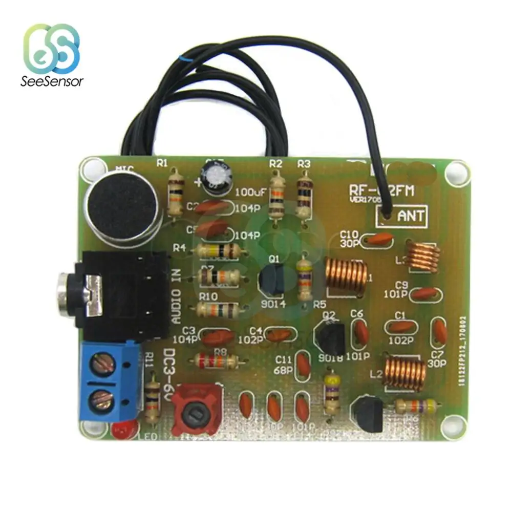 DC 3-6V FM Wireless Transmitter Module Kits 76-108MHz Frequency Modulation Wireless Microphone Module Board Parts DIY Electronic