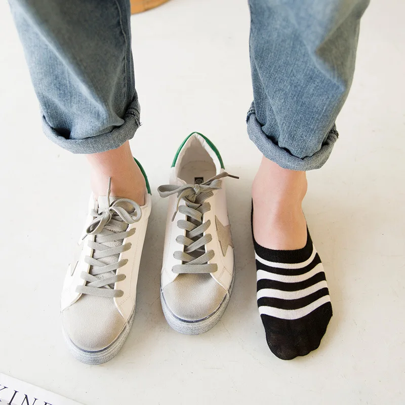 

2017 New Men's sock slippers Cotton Non-slip Invisible Boat Socks Spring Summer Fashion Male striped ankle socks