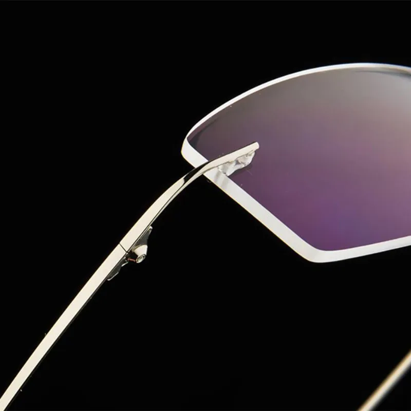 Klassische Herren Titan Randlose Brille Rahmen, Frühling Tempel Myopie Optische Rahmen, Ultra-licht Rahmenlose Brillen F858