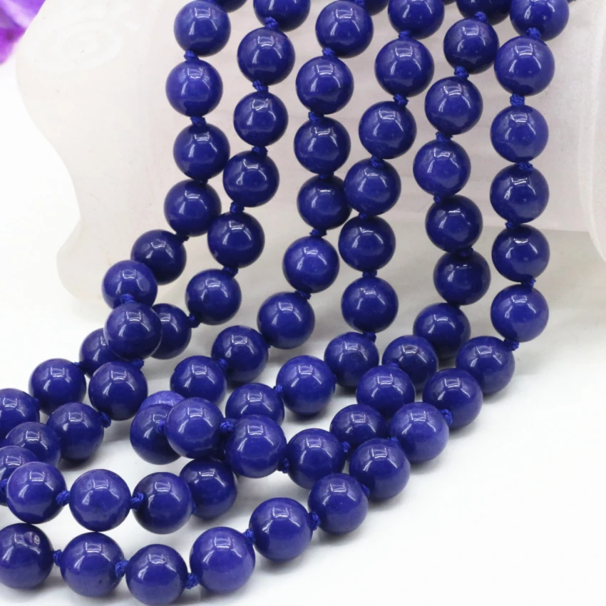 3 rows blue lapis lazuli 8mm stone strand necklace round beads high grade women weddind party diy jewelry 17-19inch B3207