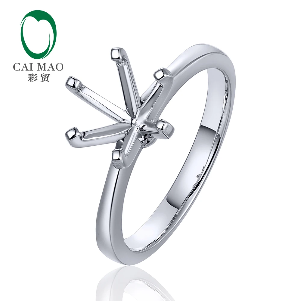 

Caimao 6 Prongs 8-8.5mm Round Cut Solid 14k White Gold Semi Mount Ring Engagement Settings