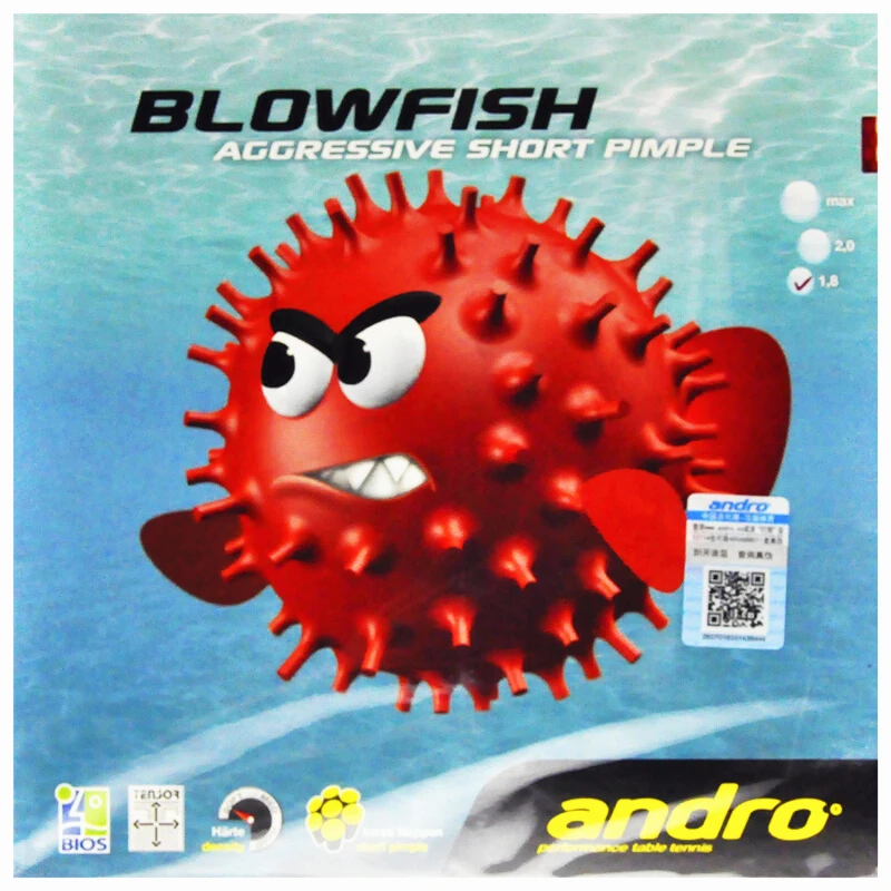andro-blowfishアグレッシブ卓球ラバーショートピンプルアウトandroピンポンスポンジ