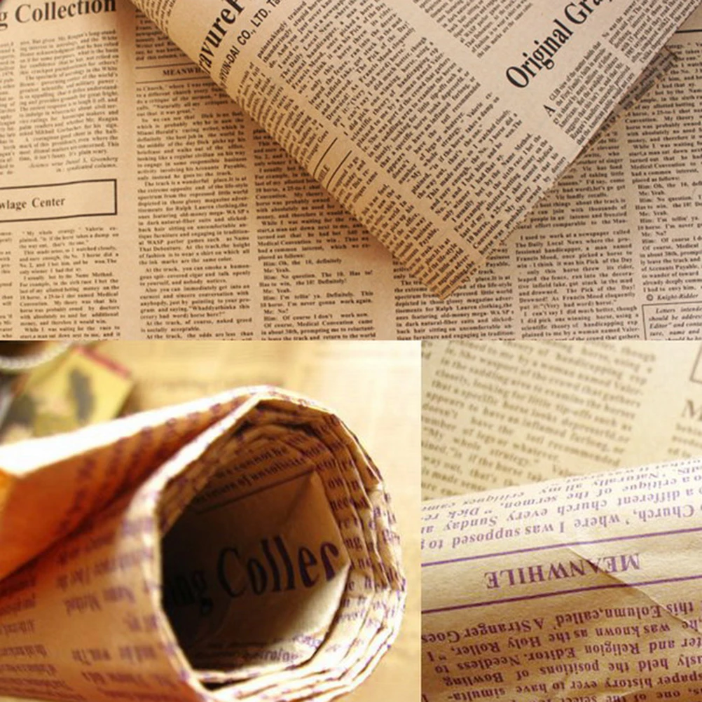 1Pcs 52x75cm Wrapping Paper Wrap Artware Packing Package Paper Christmas Kraft Paper Vintage Newspaper Gift Random Color