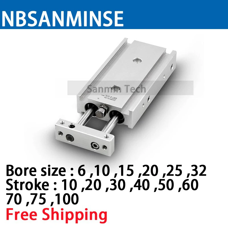 NBSANMINSE  CXS M 6 10 15 20 25 32mm Dual rod cylinder basic type Compressed Air Cylinder  Industry Automation Parts