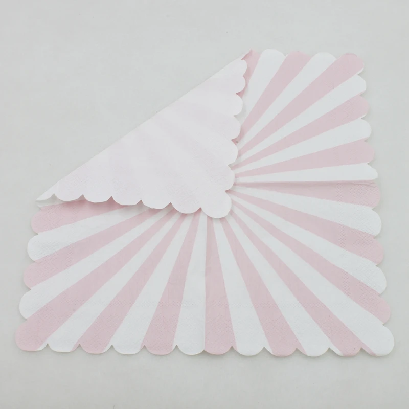 [RainLoong] 3-Plys Beverage Paper Napkin Pink Striped Tissue Serviettes Decoupage Cocktail For Party Decoration 25*25cm
