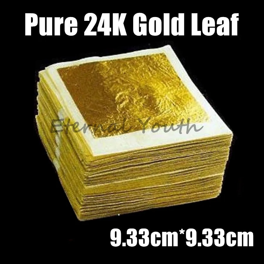 100x Gold Leaf 9.33*9.33cm Large Anti-Aging Pure 24K Gold Foil Mask Moisturizing Facial Sheets Ageless  Beauty SPA Equipment