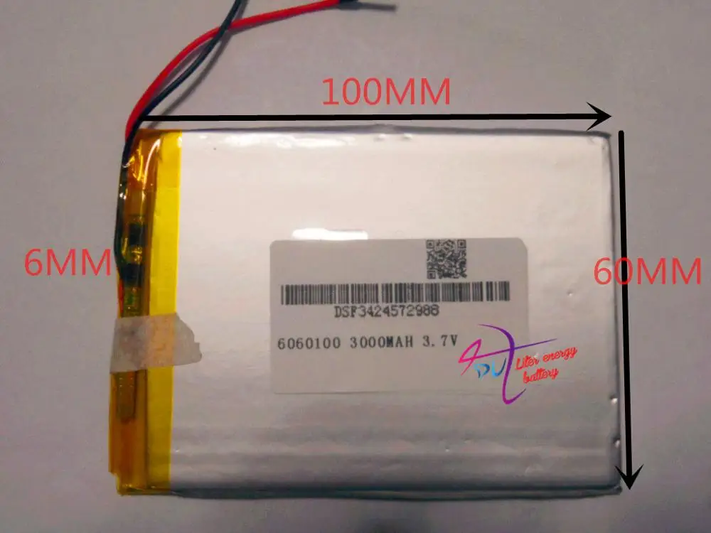 best battery brand Size 6060100 3.7V 3000mah Lithium polymer Battery with Protection Board For Tablet PCs PDA Power Bank