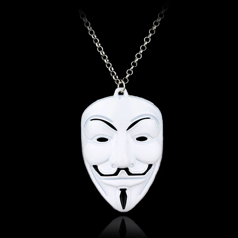 dongsheng Movie Jewelry V for Vendetta ANONYMOUS Mask Exaggerated Hacker Mask necklaces Trendy Jewelry For Men And Women