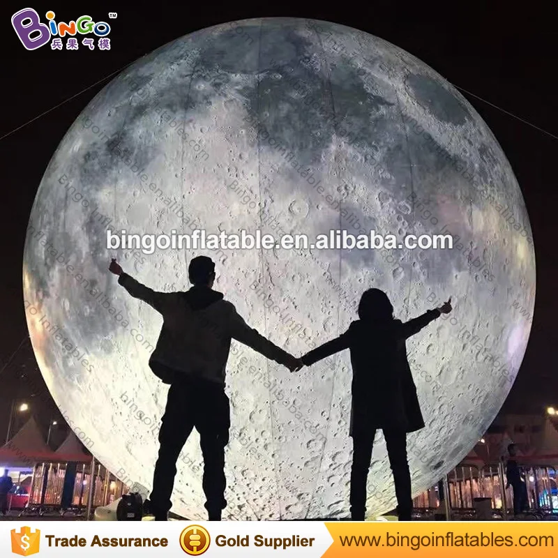 Free Shipping 3m Inflatable Moon Balloon / Inflatable Planets Moon With Led Lighting Decoration Toys