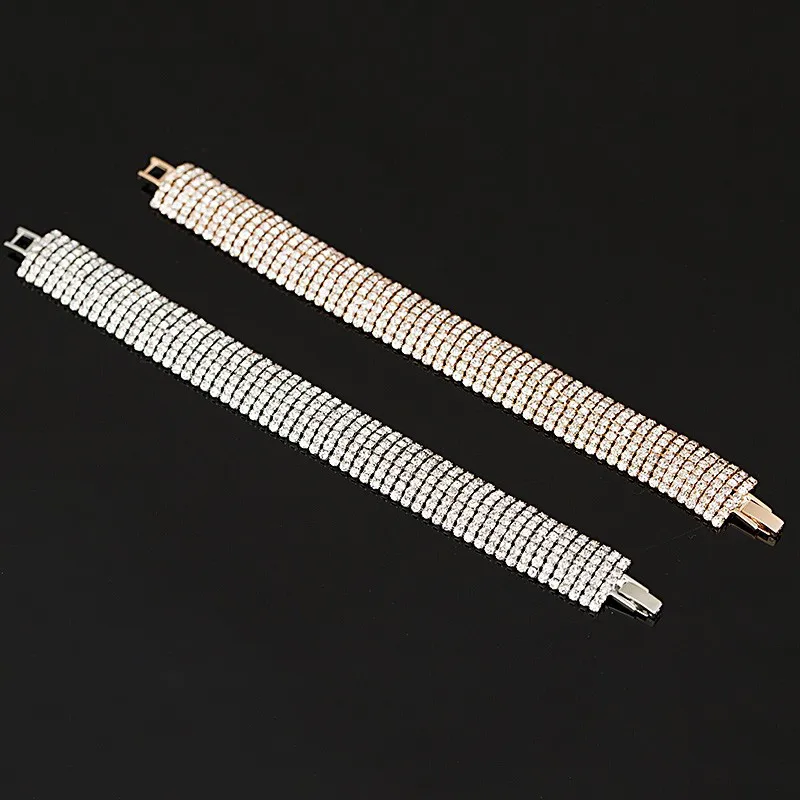 Luxury Crystal Bracelets For Women Gold and Silver Plated Link Bracelet Bangle Fashion Full Rhinestone Jewelry For Women #B011