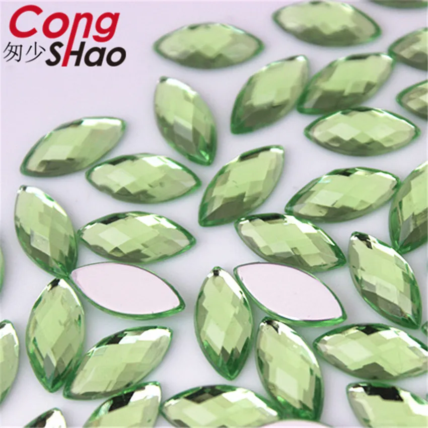 Cong Shao 100PCS 7*15mm Colorful Horse Eye Flatback Acrylic Rhinestone Trim Stones And Crystals DIY Decoration Accessories 8Y720