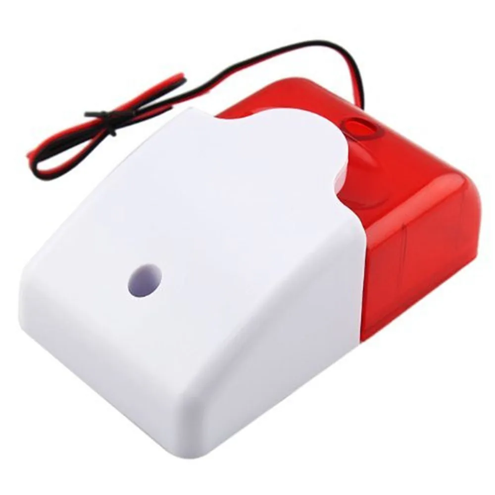 Mini Wired Strobe Siren Durable 12V Wired Sound Alarm Strobe Flashing Red Light Sound Siren Home Security Alarm System